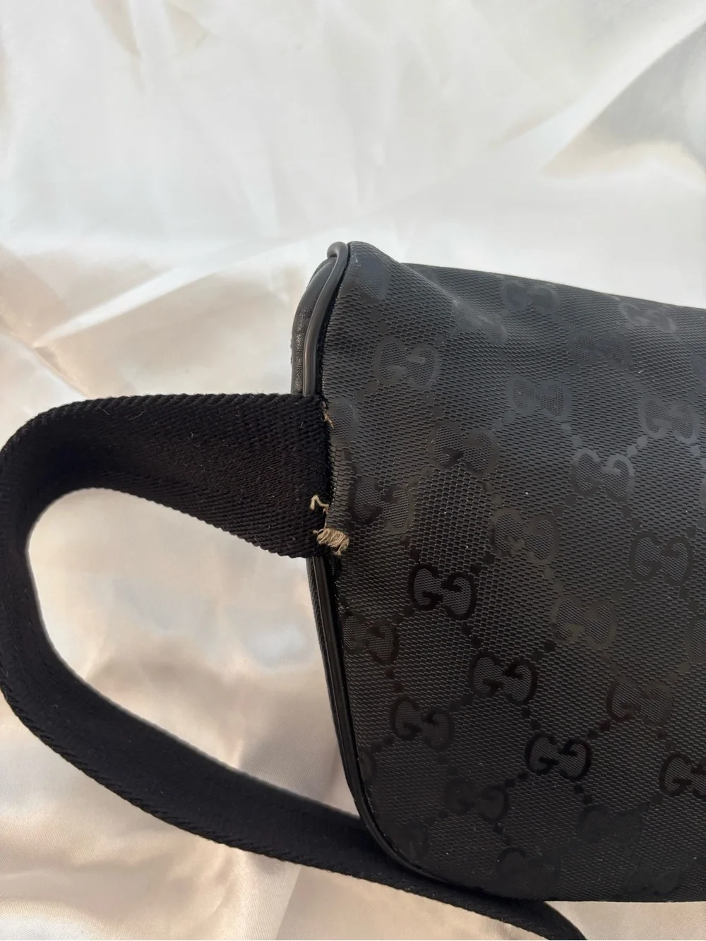 Gucci Black Leather Belt Bag with Silver Buckle